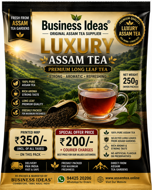 Luxury Assam Tea – 1 kg | Premium Leaf Tea (250g x 4 pockets)