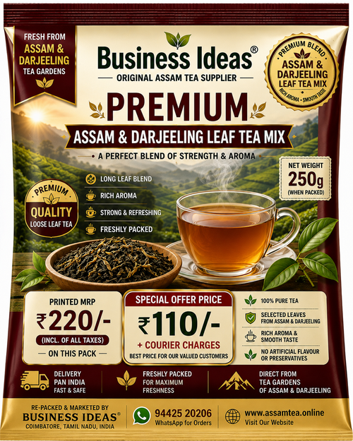 Premium Assam & Darjeeling Leaf Mix Tea – 1 Kg (250 g x 4 pockets)